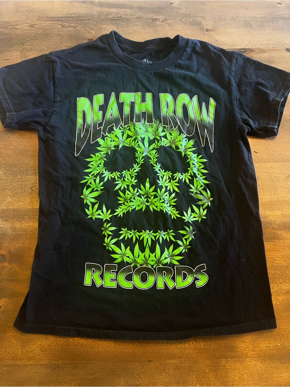 Death Row Records Cannabis Leaf Skull Black Graphic Tee Shirt S